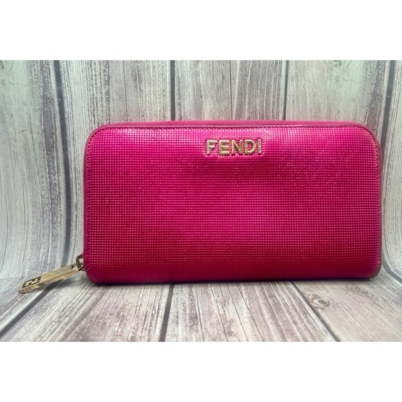 FENDI Pink Leather Zippy Long Wallet - Picture 1 of 15